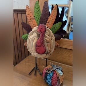 Thanksgiving turkey & homemade pumpkin decor